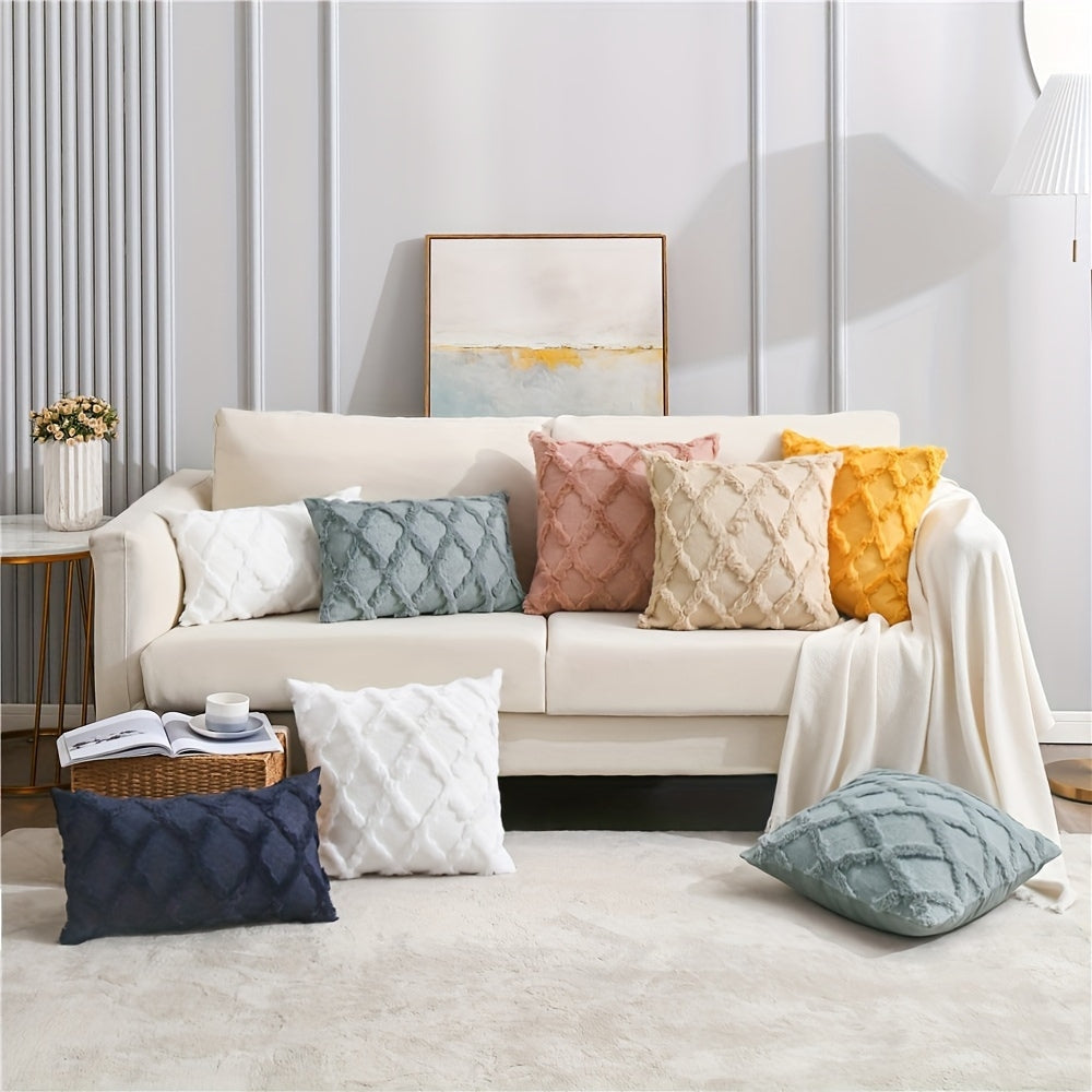 Lunel Velvet Pillow Cover - Boho Geometric, Soft Texture