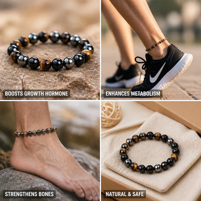 Anklet Tiger Eye Obsidian Hematite Magnetic Therapy