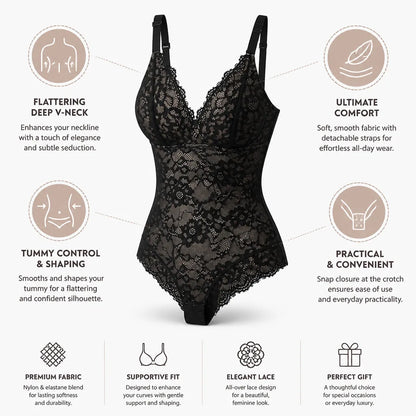 Bodysuit Lace V-Neck Tummy Control