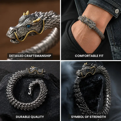 Bracelet Dragon Design Silver Comfortable Fit