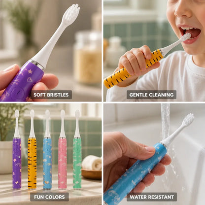 Children's Electric Toothbrush Soft Bristles & Cute Animal Designs