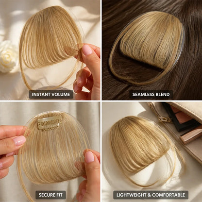 Clip-In Hair Extensions Human Hair Wispy Bangs & Voluminous Curls