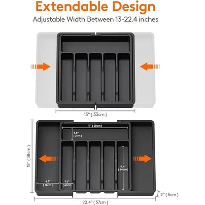 Cutlery Drawer Organizer Extendable Food-Safe Non-Slip