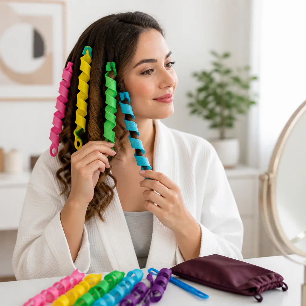 Set de 12 bandas para rizar el cabello sin calor (uso nocturno)