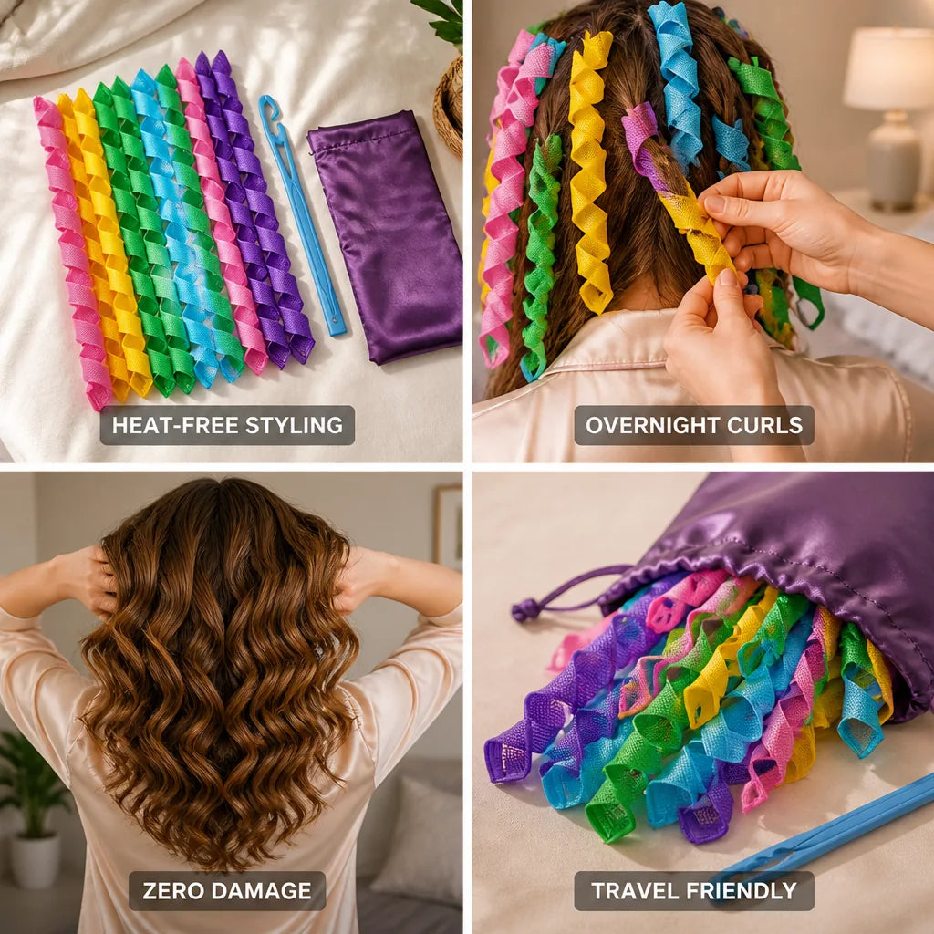 Set de 12 bandas para rizar el cabello sin calor (uso nocturno)
