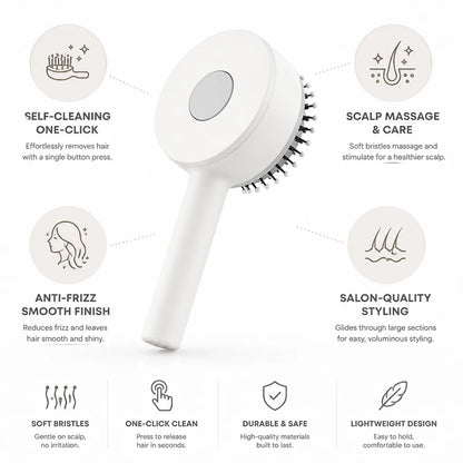 Cepillo de pelo autolimpiable con un clic, cojín de aire para masaje capilar y cerdas antiencrespamiento