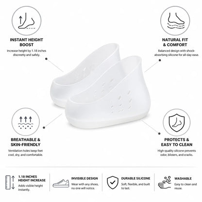 Height Increase Socks Invisible Silicone 1.18 Inch Boost