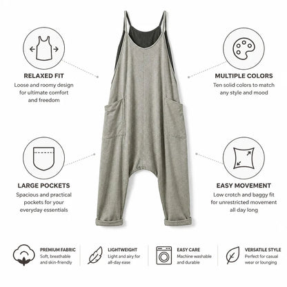 Jumpsuit Baggy Low Crotch Large Pockets