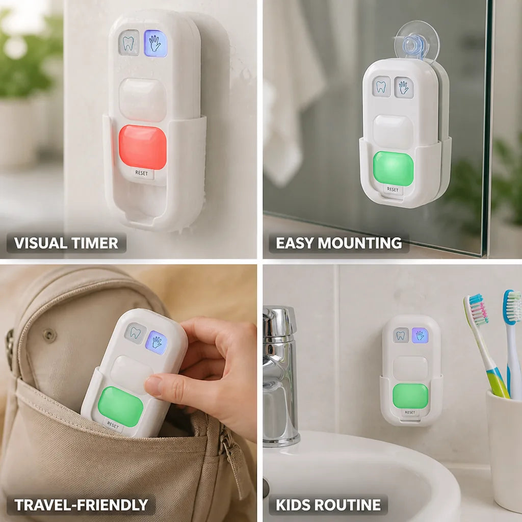 Temporizador de higiene para niños con guía LED, modo de 2 minutos y ventosa