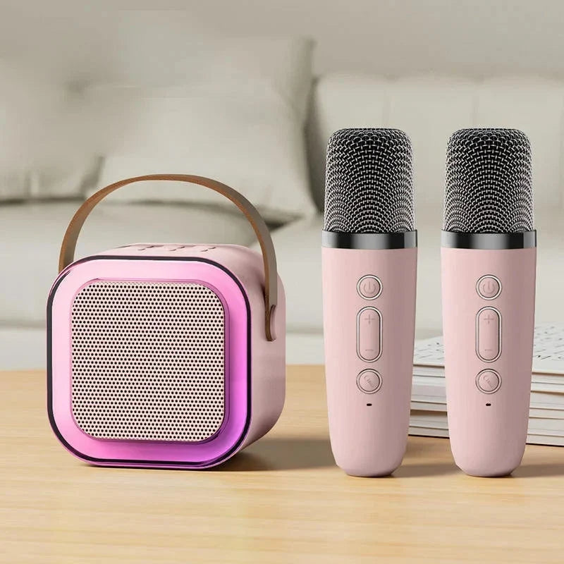 Máquina de karaoke infantil Bluetooth con dos micrófonos inalámbricos