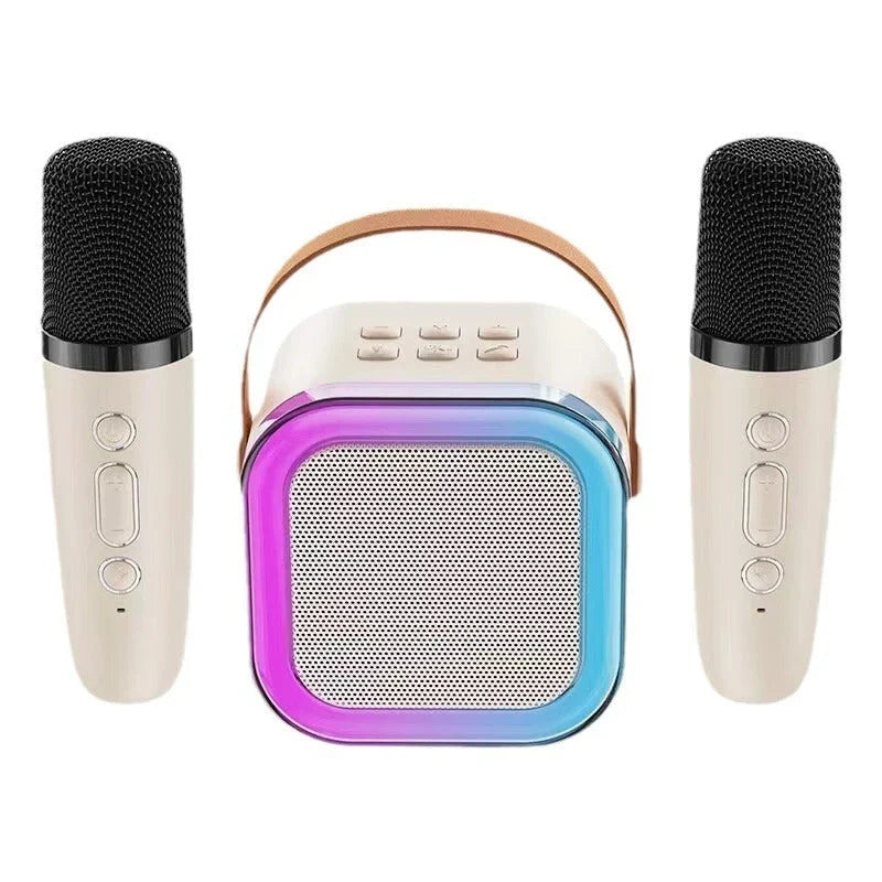 Máquina de karaoke infantil Bluetooth con dos micrófonos inalámbricos