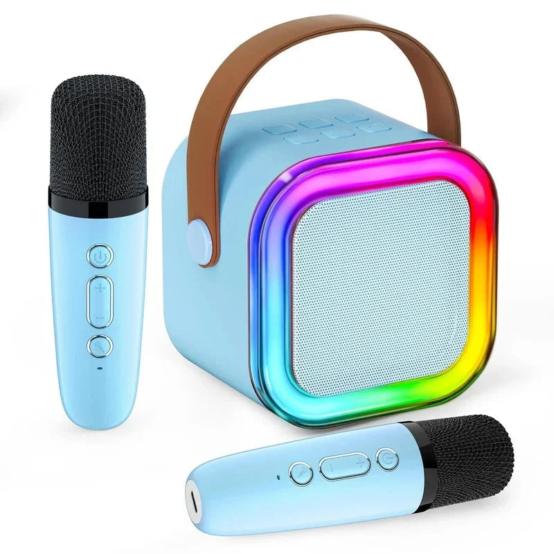 Máquina de karaoke infantil Bluetooth con dos micrófonos inalámbricos
