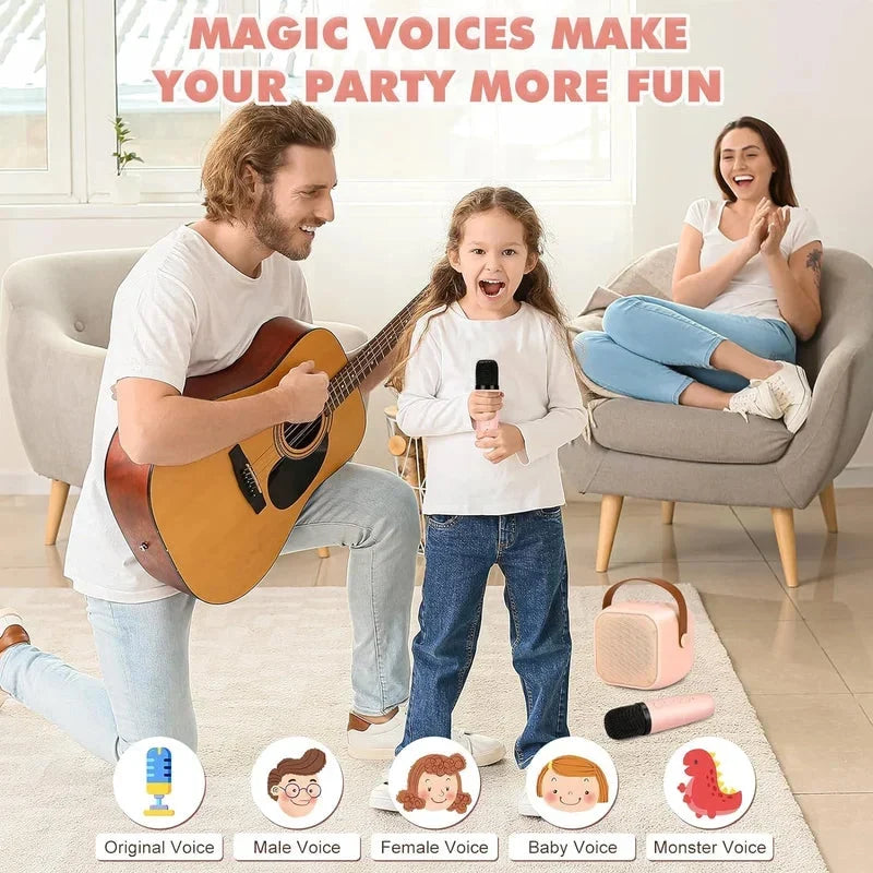 Máquina de karaoke infantil Bluetooth con dos micrófonos inalámbricos