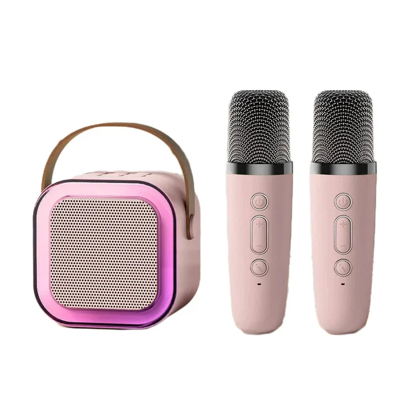 Máquina de karaoke infantil Bluetooth con dos micrófonos inalámbricos