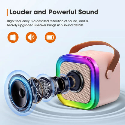 Máquina de karaoke infantil Bluetooth con dos micrófonos inalámbricos