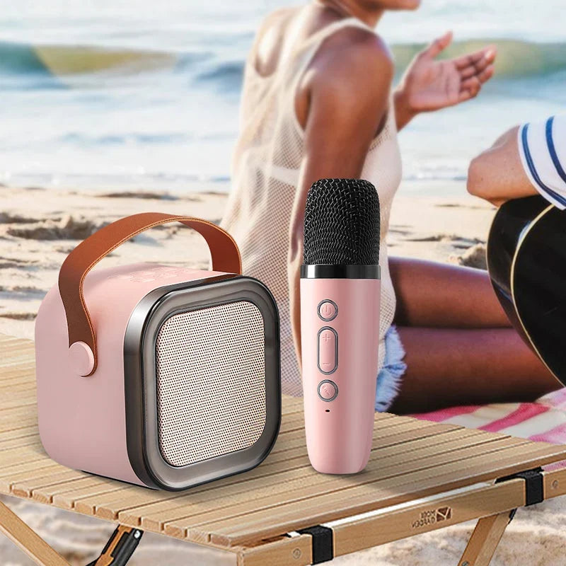 Máquina de karaoke infantil Bluetooth con dos micrófonos inalámbricos