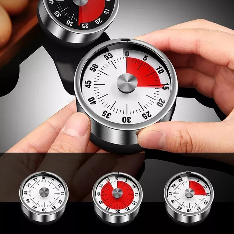 Kitchen Timer Mechanical Magnetic Back Stainless Steel