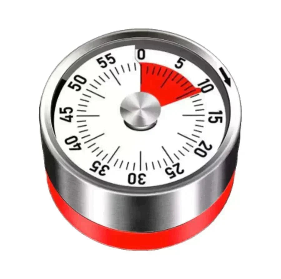 Kitchen Timer Mechanical Magnetic Back Stainless Steel