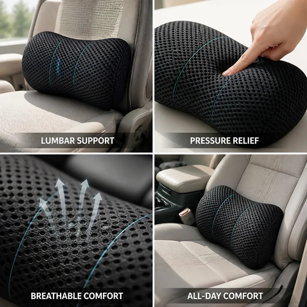 Cojín de soporte lumbar, contorno ergonómico, alivio del dolor de espalda