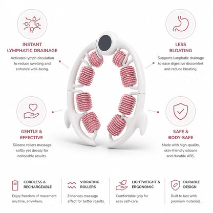 Lymph Drainage Massager Cordless Vibrating Silicone Head Bloating Relief