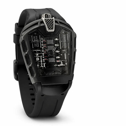 Men's Watch Skeleton Dial Crystal Glass & Silicone Strap