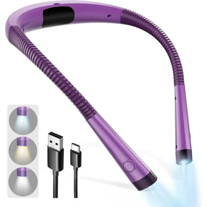 Lámpara de lectura de cuello LED, 3 modos de color, recargable por USB-C