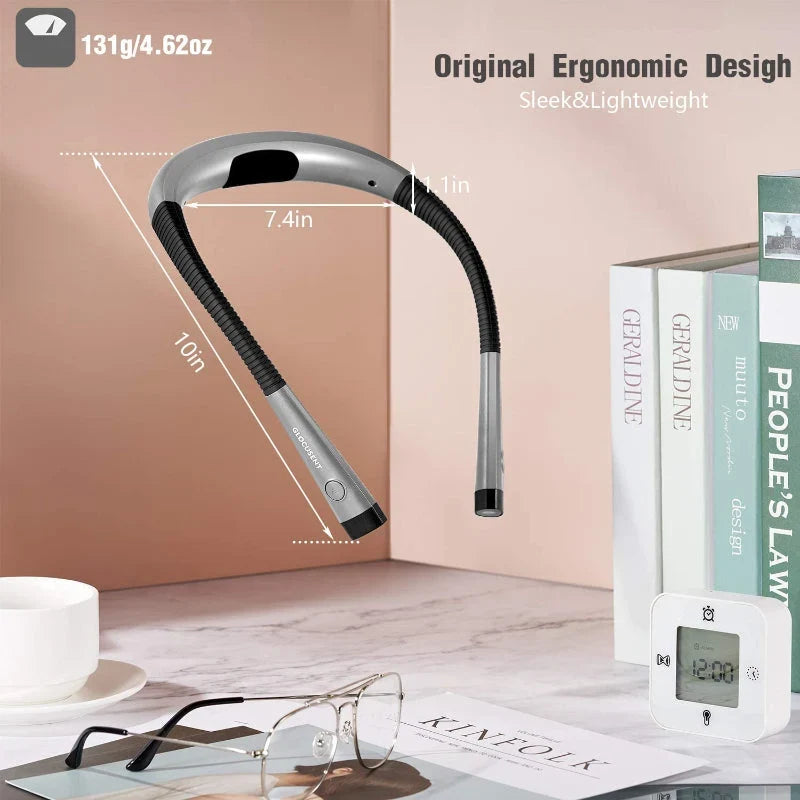 Lámpara de lectura de cuello LED, 3 modos de color, recargable por USB-C