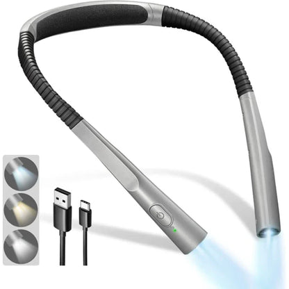 Lámpara de lectura de cuello LED, 3 modos de color, recargable por USB-C