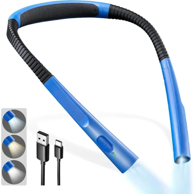 Lámpara de lectura de cuello LED, 3 modos de color, recargable por USB-C