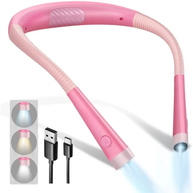 Lámpara de lectura de cuello LED, 3 modos de color, recargable por USB-C