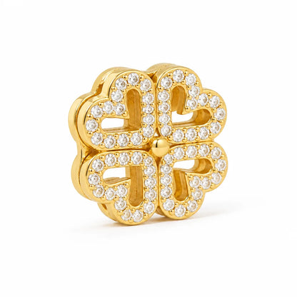 Collar magnético convertible de trébol a corazón, acero inoxidable chapado en oro y circonita