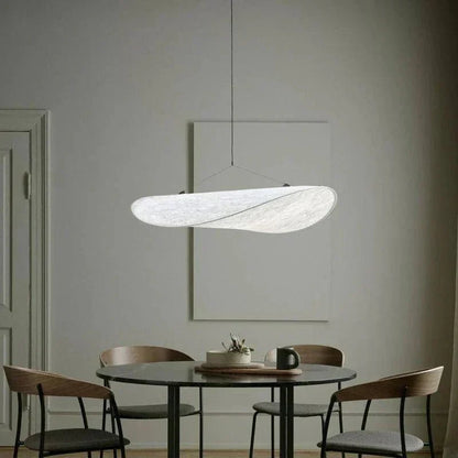 Lámpara colgante, pantalla de seda hecha a mano, LED integrado, control remoto