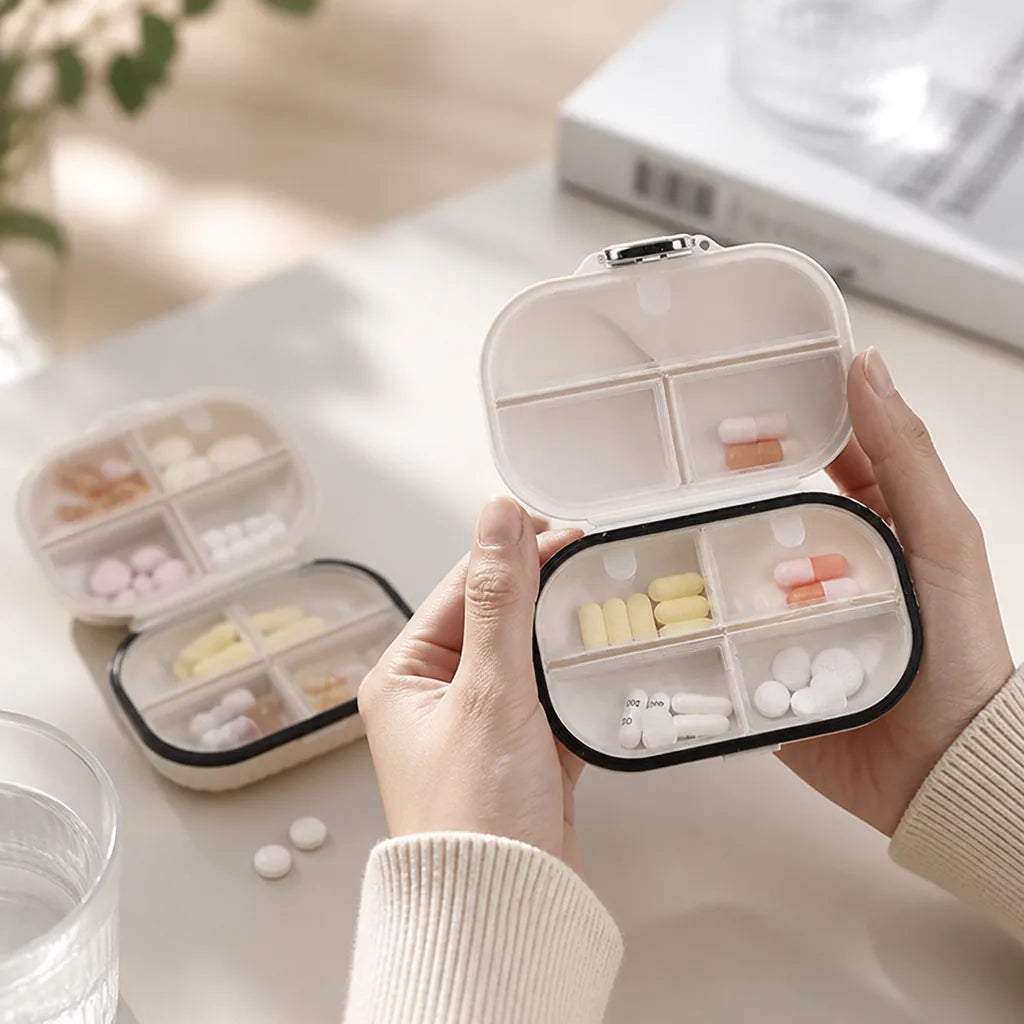 Organizador de pastillas de 7 compartimentos con sello resistente a la humedad, juego de 2