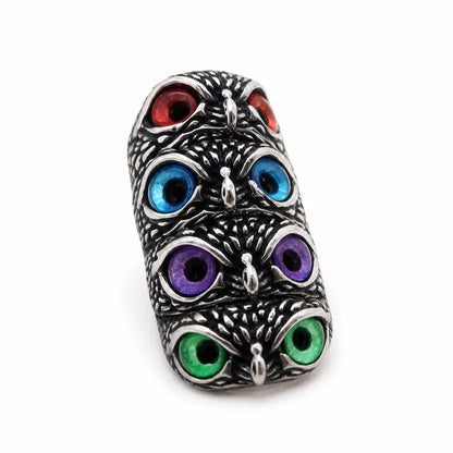 Anillo ajustable de búho con ojos de piedra preciosa