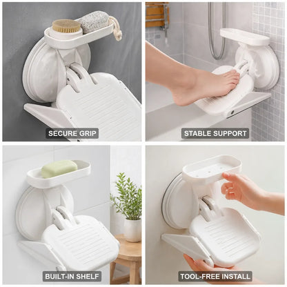 Reposapiés para ducha con ventosa y repisa integrada