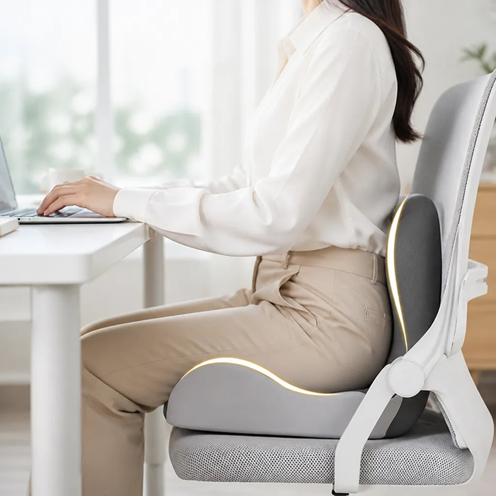 Cojín de asiento de espuma viscoelástica ortopédica con funda extraíble y lavable