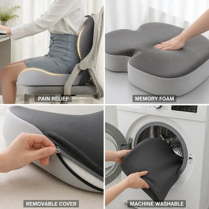 Cojín de asiento de espuma viscoelástica ortopédica con funda extraíble y lavable