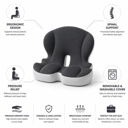 Cojín de asiento de espuma viscoelástica ortopédica con funda extraíble y lavable