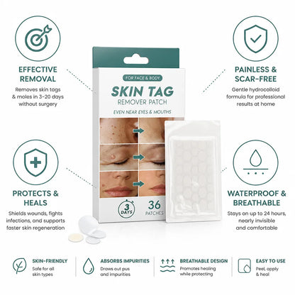 Skin Tag Patches Hydrocolloid & Salicylic Acid 36 Pack