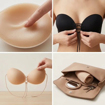 Strapless Bra Front Closure Self-Adhesive Silicone Reusable