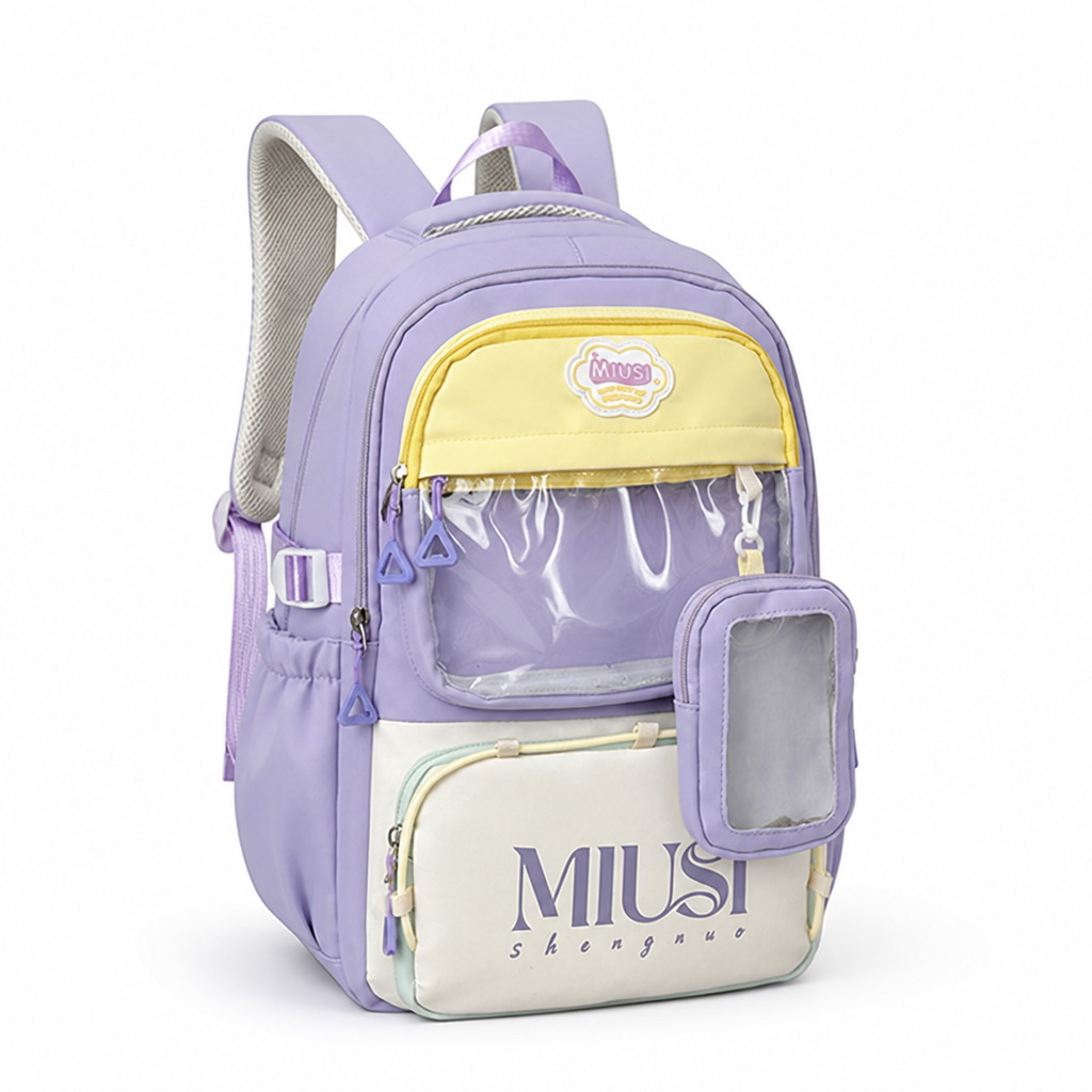 Mochila escolar transparente con bolsillo frontal (correas acolchadas)