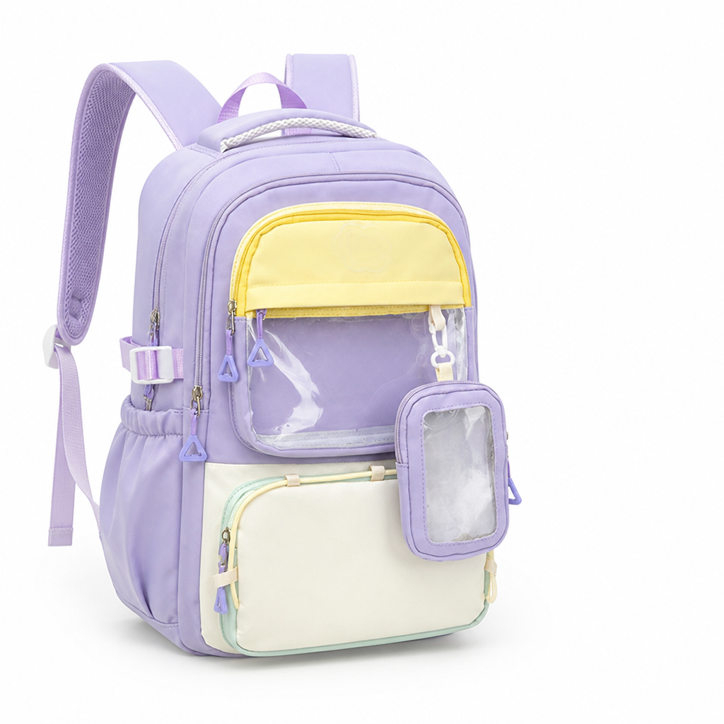 Mochila escolar transparente con bolsillo frontal (correas acolchadas)