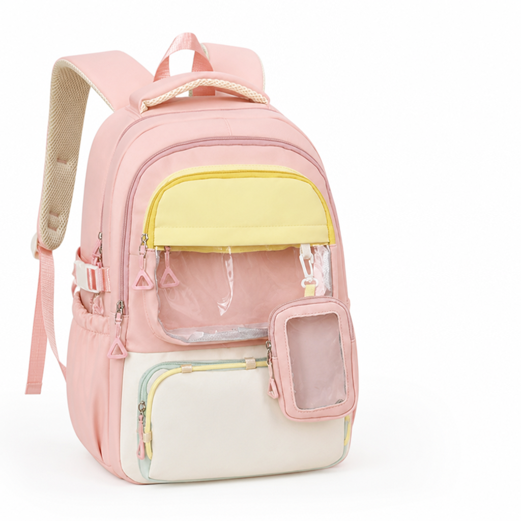 Mochila escolar transparente con bolsillo frontal (correas acolchadas)