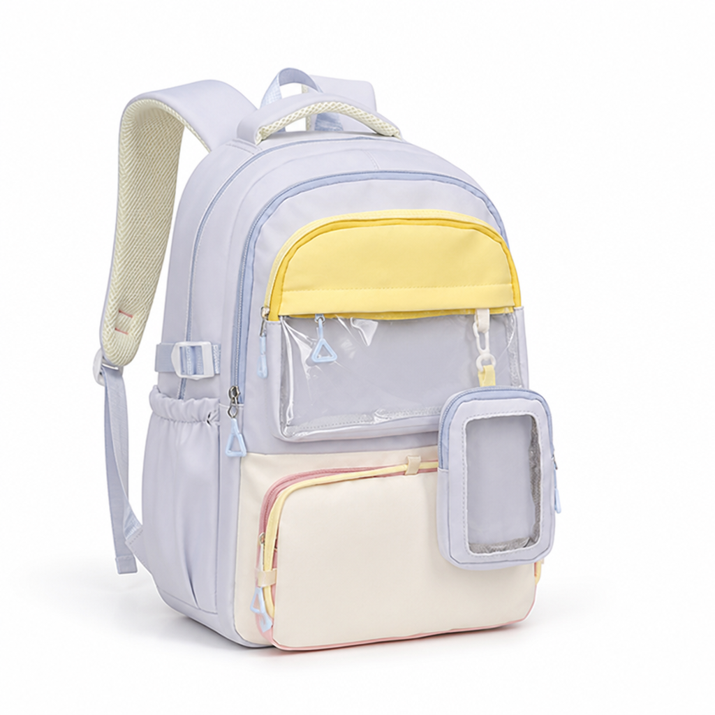 Mochila escolar transparente con bolsillo frontal (correas acolchadas)