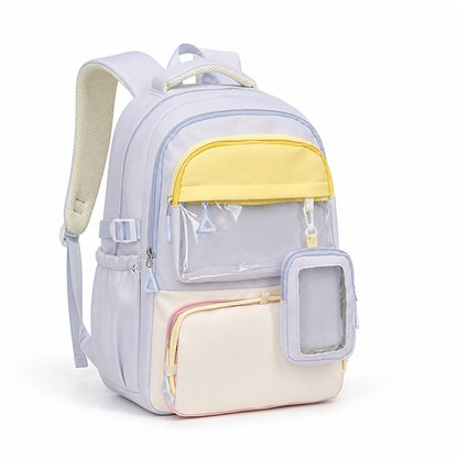 Mochila escolar transparente con bolsillo frontal (correas acolchadas)