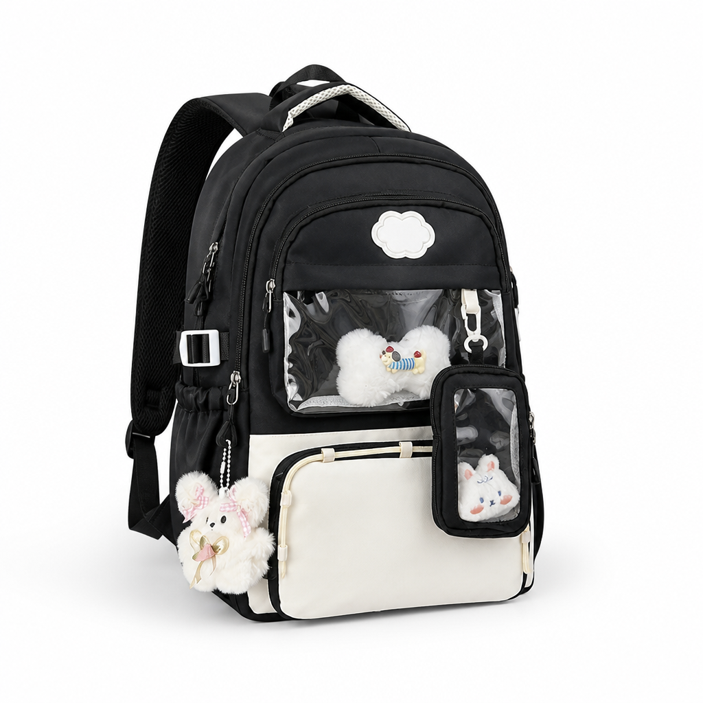 Mochila escolar transparente con bolsillo frontal (correas acolchadas)
