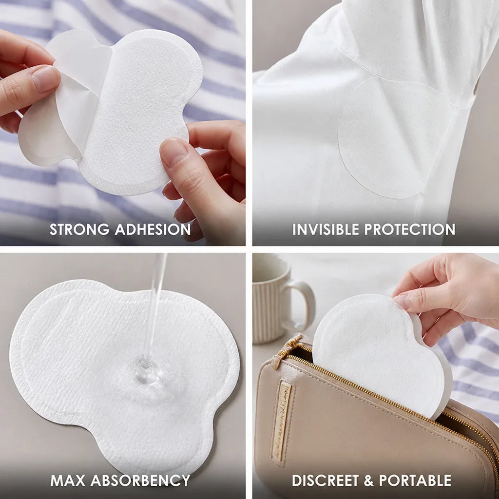 Almohadillas absorbentes para el sudor axilar, adhesivas, invisibles y con control de olor
