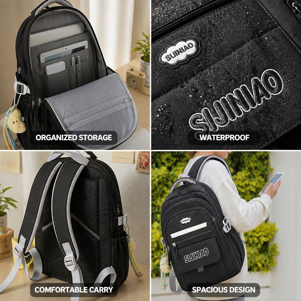 Mochila escolar impermeable en forma de gota (compartimentos para portátil y tableta)