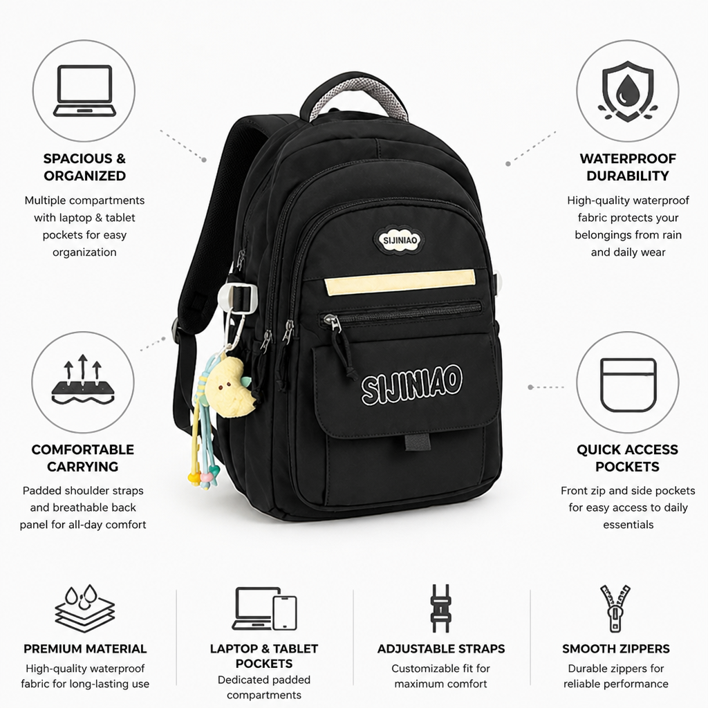Mochila escolar impermeable en forma de gota (compartimentos para portátil y tableta)