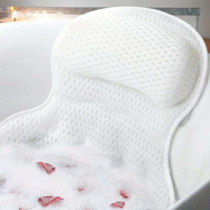 Ergonomic Spa Bath Pillow Cushion with Air Mesh for Neck and Back Support